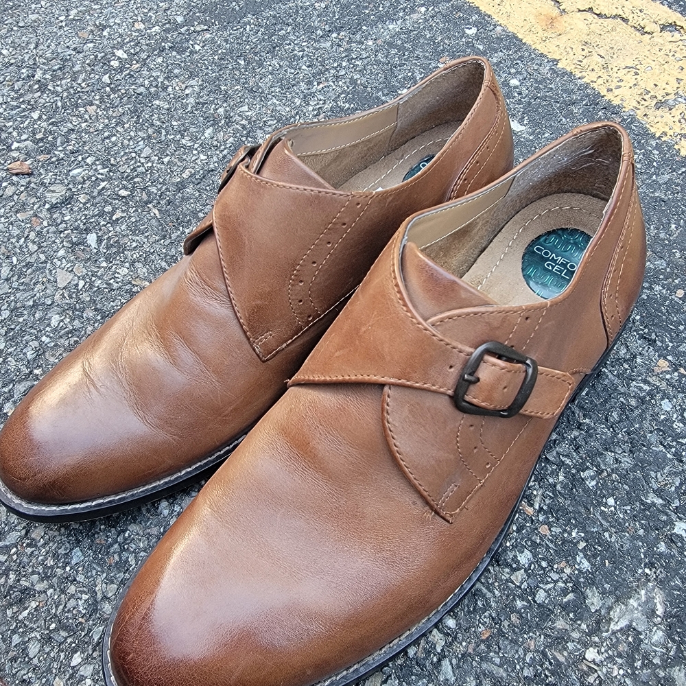 Men Nunn Bush Sabre Monk Strap Slip-On Loafer Cognac Dress Shoes 84713 Size 10